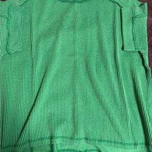 Green Ribbed Knit short sleeve  Top